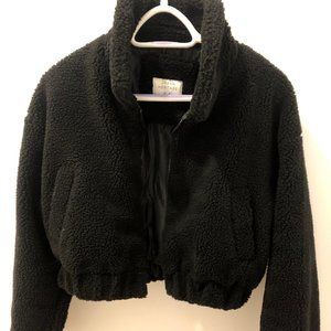 Cropped Teddy Zip-Up Jacket